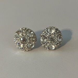 Vintage Silver Crystal Stud Earrings